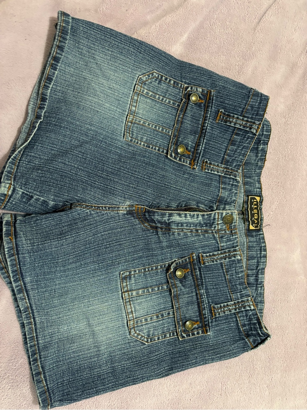 Illegal Medium Blue Denim shorts with Contrast Stitching